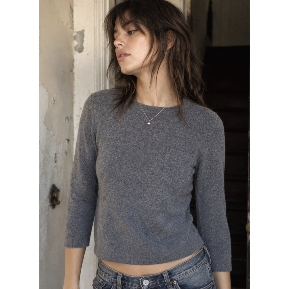 Y2K Express Womens 100% Cashmere Sweater Size L Pullover Grunge Preppy Soft Gray